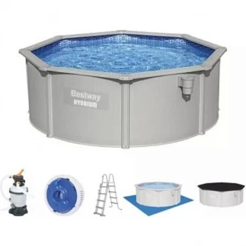 Стальной бассейн BESTWAY HYDRIUM 360х120см, 10990л + песочный ф/насос 3028 л/ч, лестница, тент, подстилка